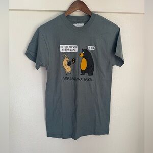 The Duck Company Skagway Alaska Graphic Tee — “Bear Hands / Oh Deer” Green Small